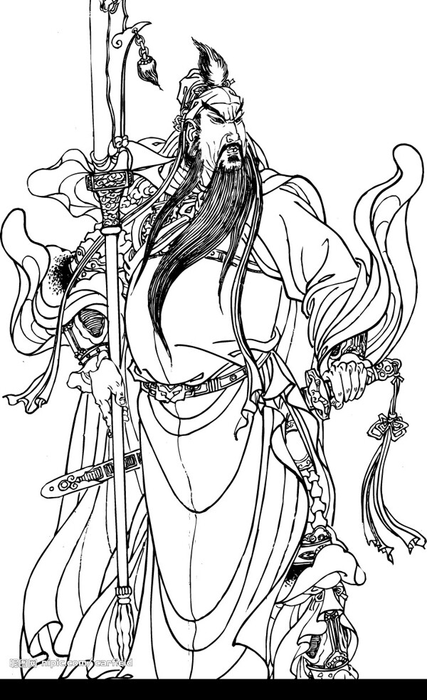 關(guān)公線描圖圖片