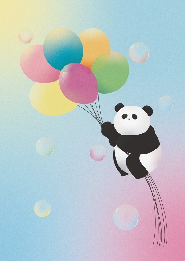 六一儿童节可爱熊猫原创插画