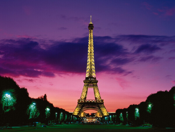 埃菲尔铁塔巴黎街景仿真油画