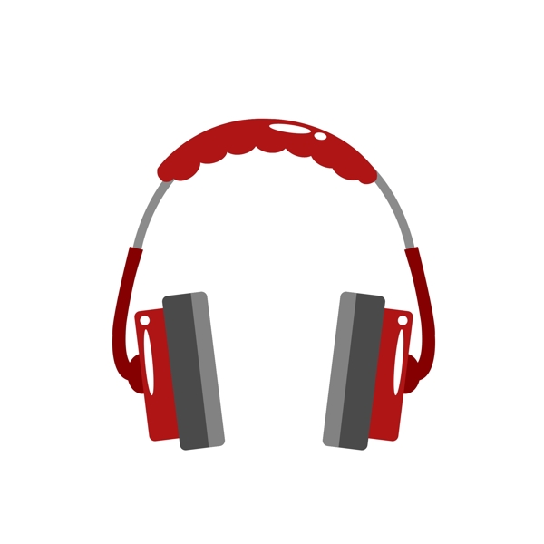 红色的音乐耳机插画
