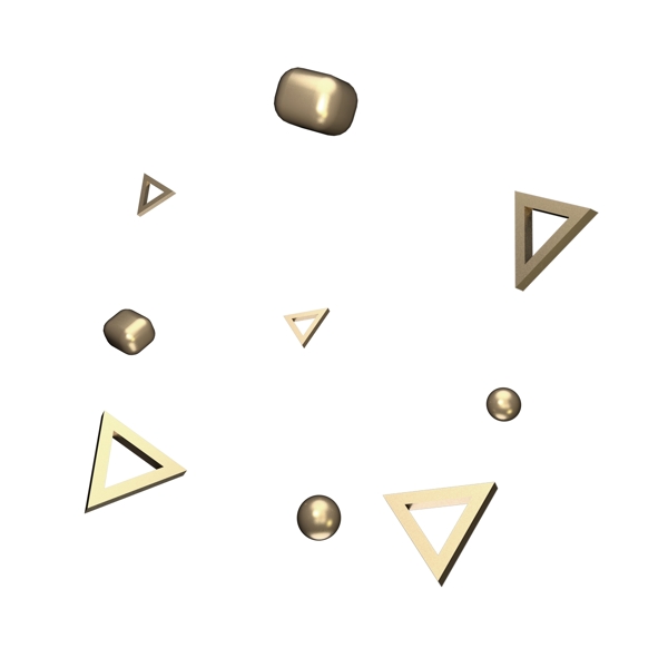 立体创意金色三角形C4D装饰