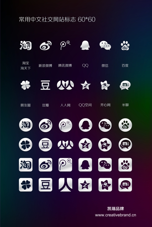常用中文社交圖標(biāo)匯總網(wǎng)站LOGO