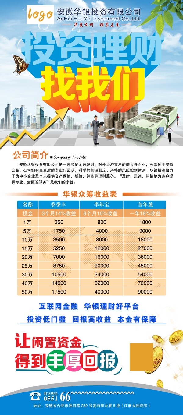 投資理財(cái)易拉寶圖片