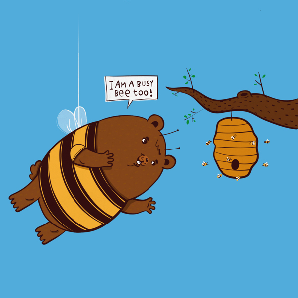 位图卡通卡通动物熊蜜蜂免费素材