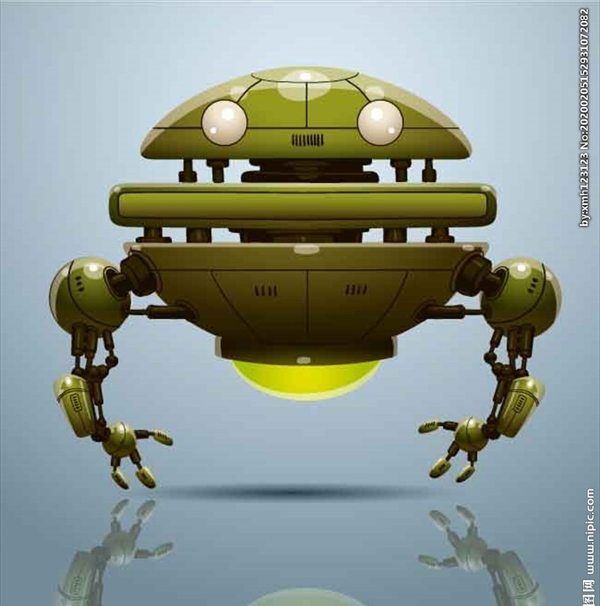绿色机器人小人科技素材