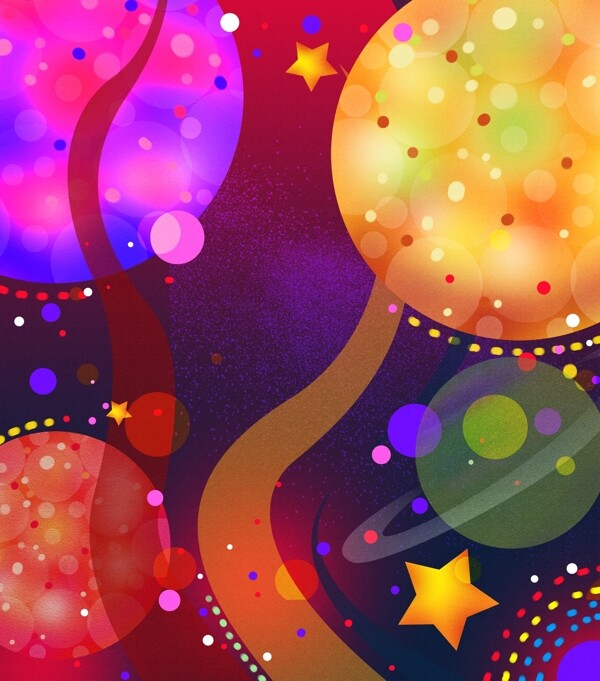 紫色夢(mèng)幻星空宇宙插畫背景