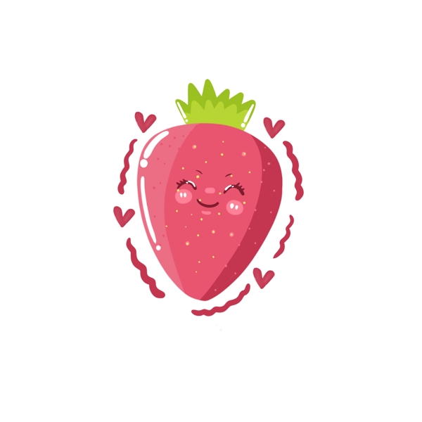 笑脸卡通草莓形象简约水果