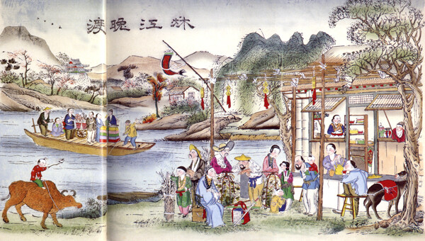 秋江晚渡圖片