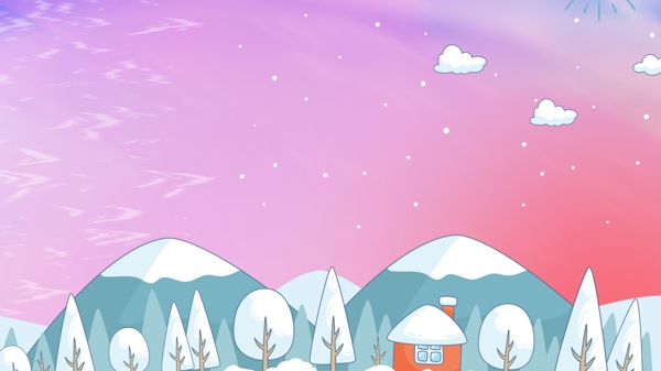 彩绘冬季雪山背景设计