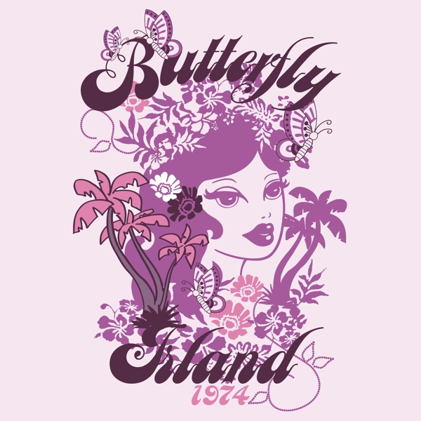 印花矢量圖時尚休閑女裝T恤圖案潮流人物免費素材