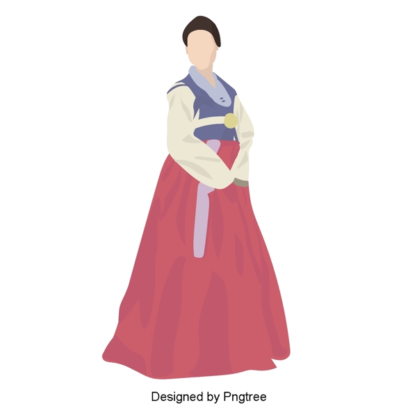 韩国传统服装女矢量字符