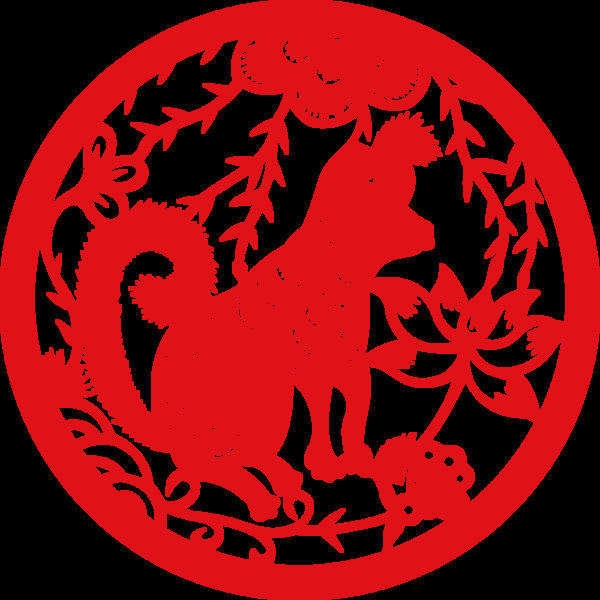 紅色狗狗剪紙png元素