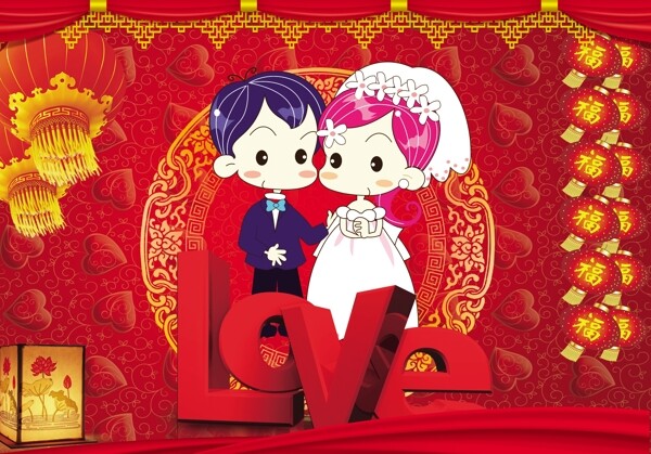 公仔结婚素材