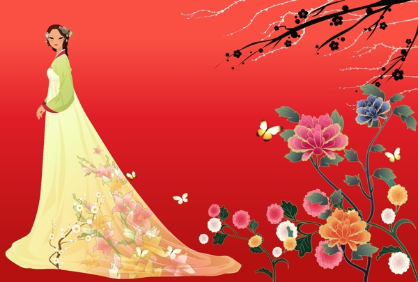 印花矢量圖時(shí)尚休閑女裝抽象免費(fèi)素材
