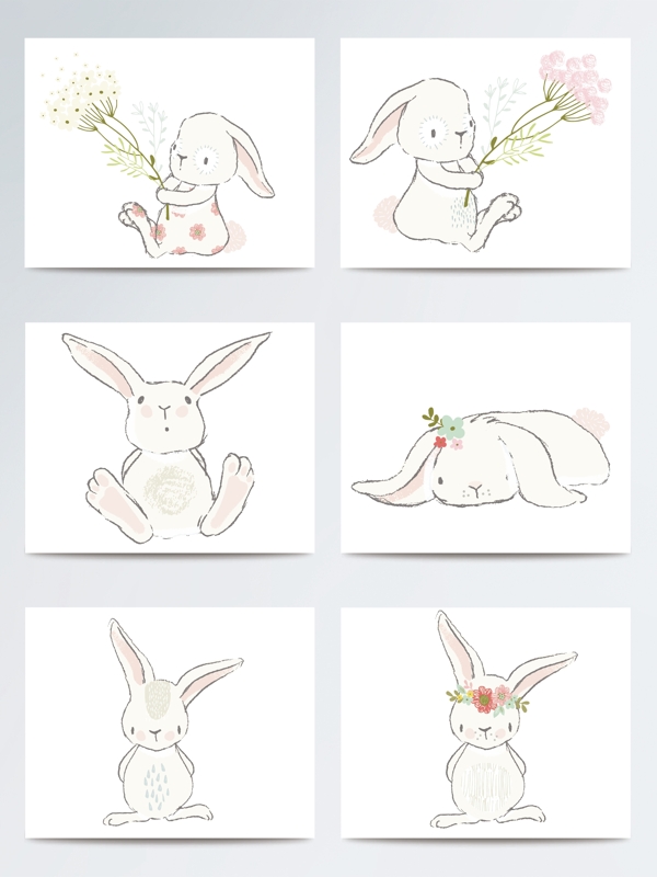 小清新手绘兔子素材