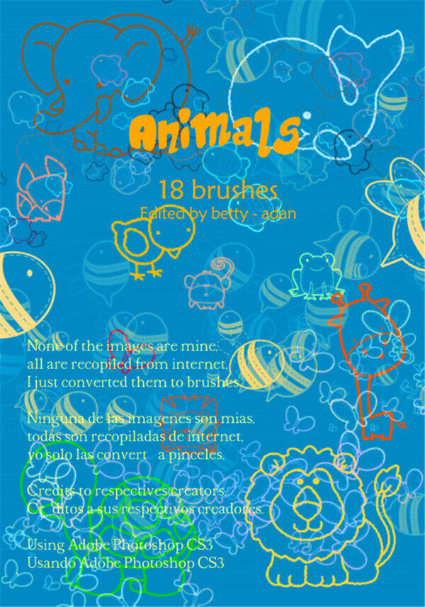 18款简笔画动物图形PS笔刷