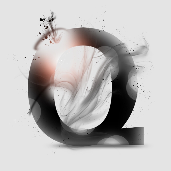 透明水墨艺术字母Q