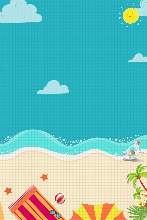促销夏天避暑海边沙滩背景海报下载
