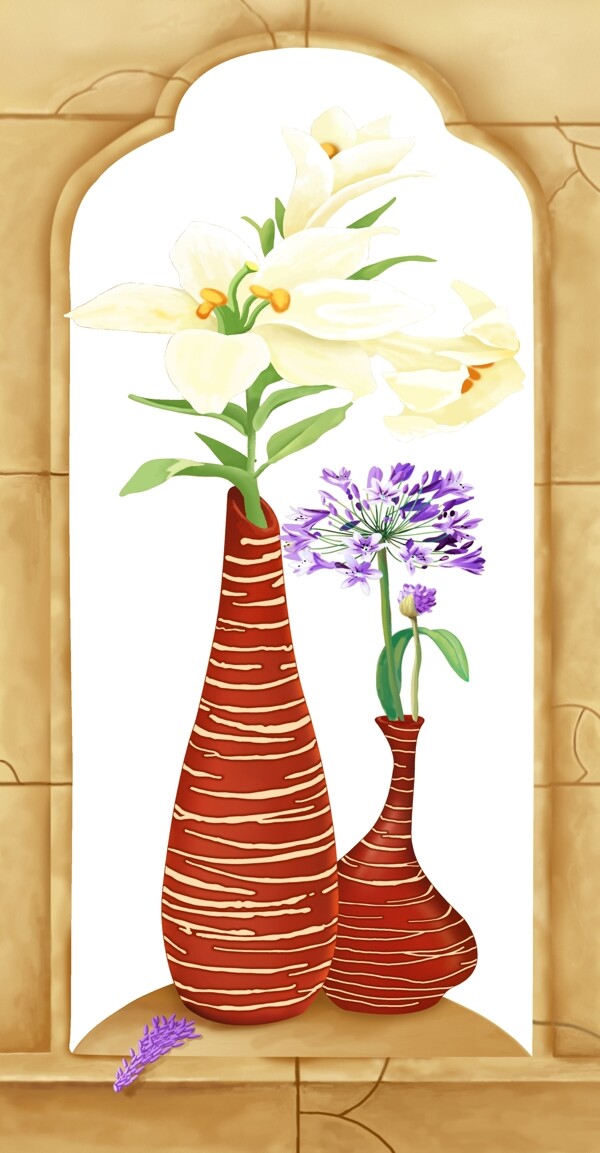 百合花瓶瓷砖高清背景墙
