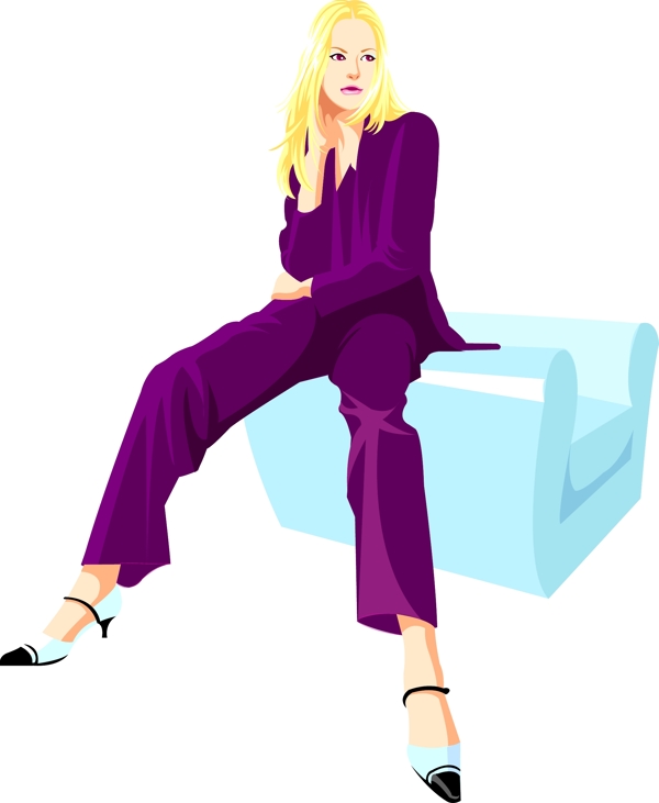 插畫時尚美女百態(tài)美女
