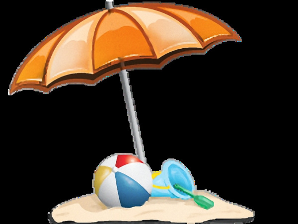 太阳伞沙滩排球免抠png透明素材