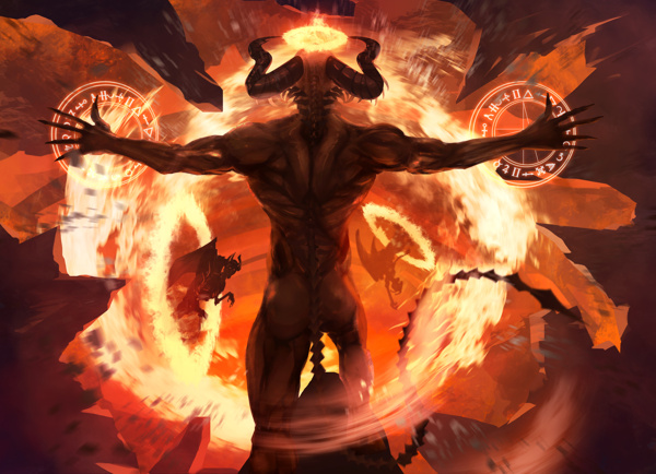 烈火恶魔游戏人物背景海报素材图片