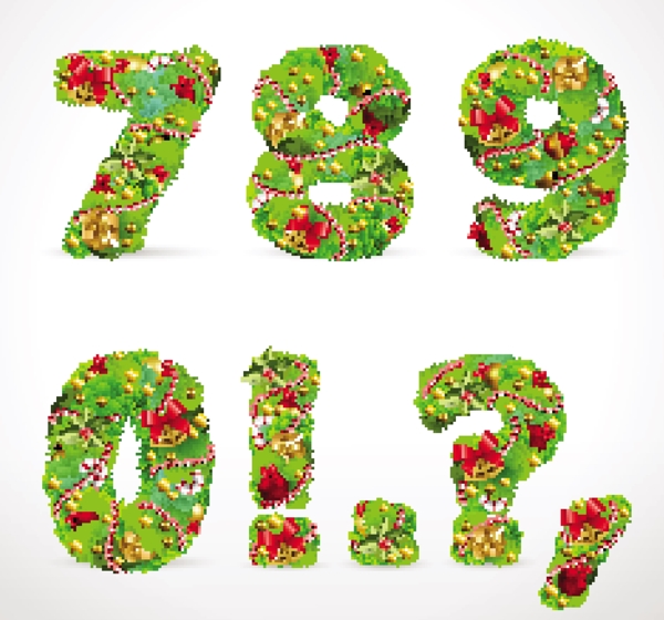 創(chuàng)意的圣誕樹(shù)字母及數(shù)字矢量集26