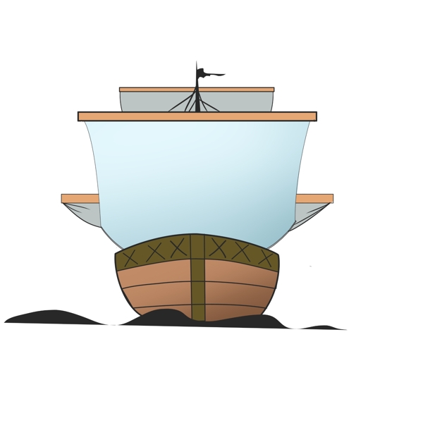 帆船海上交通插画