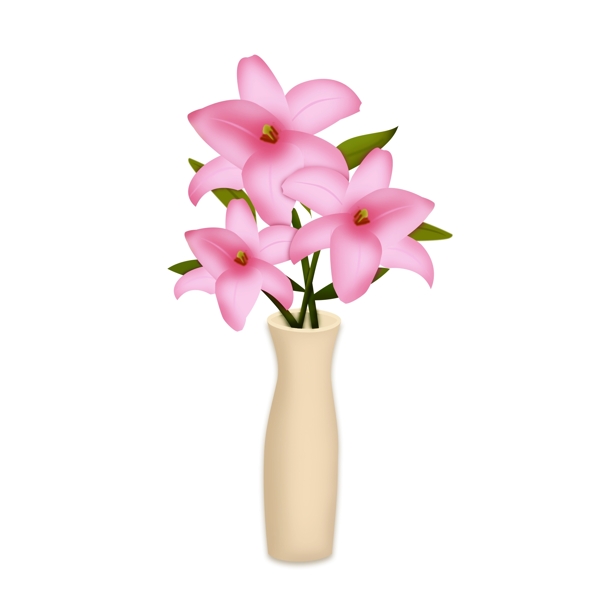 浪漫百合花束花瓶插花花艺一束粉色百合