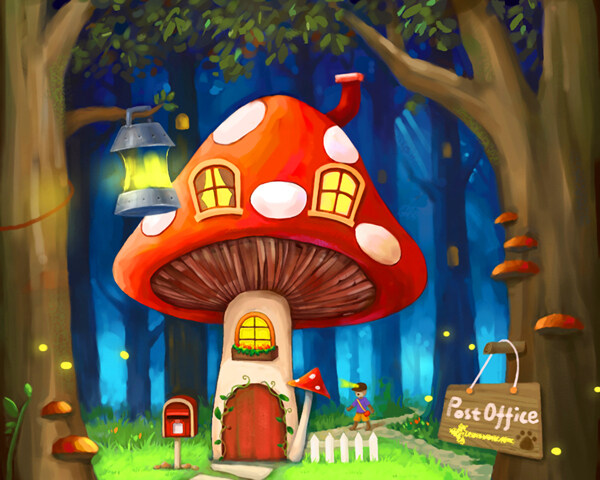 卡通绘本蘑菇屋图片