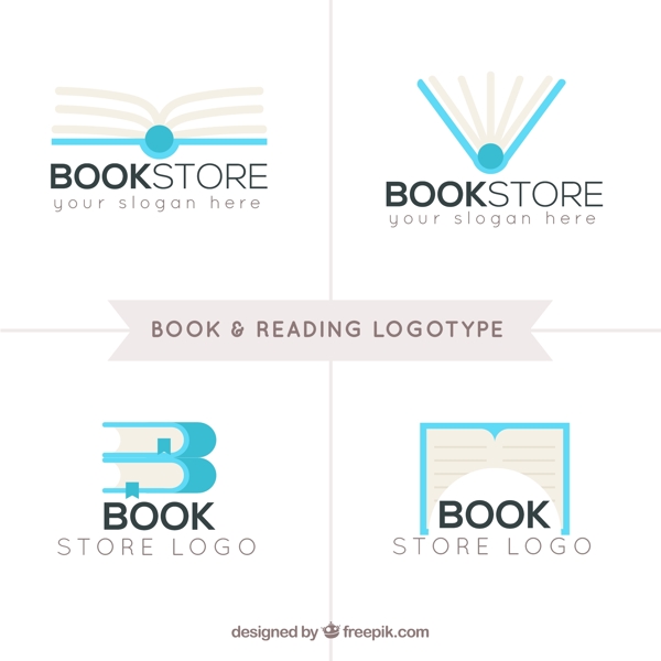 平面设计中的四本书和阅读标识