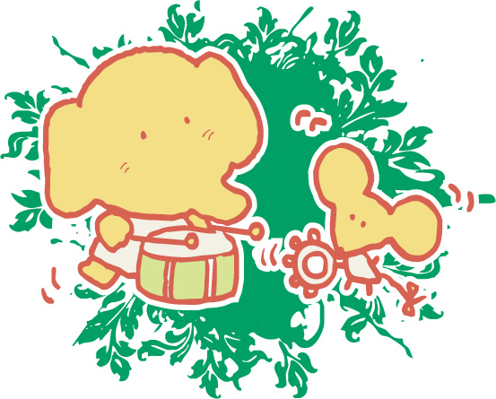印花矢量圖動物大象老鼠草免費(fèi)素材