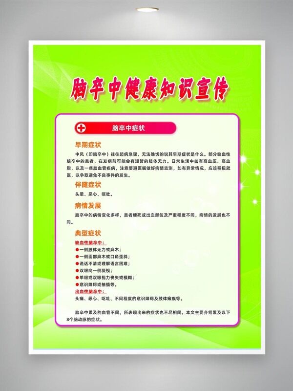 腦卒中相關(guān)癥狀科普宣傳海報(bào)