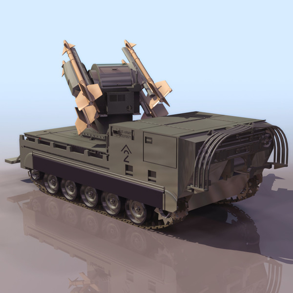 3D对空导弹装甲车模型