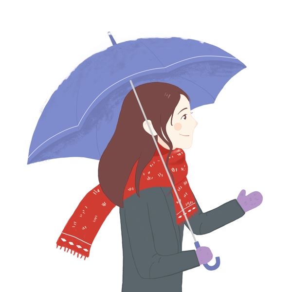 卡通美女打傘原創(chuàng)元素