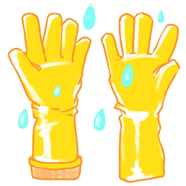 一双黄色清洁手套