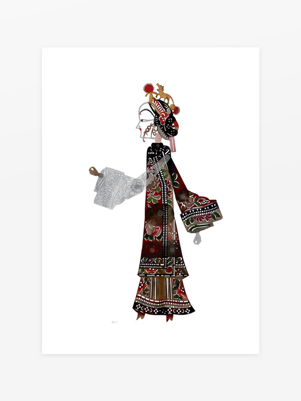 國(guó)粹皮影戲華貴婦女形象
