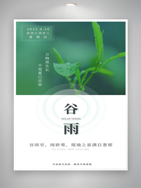 谷雨節(jié)氣宣傳簡約創(chuàng)意清新海報