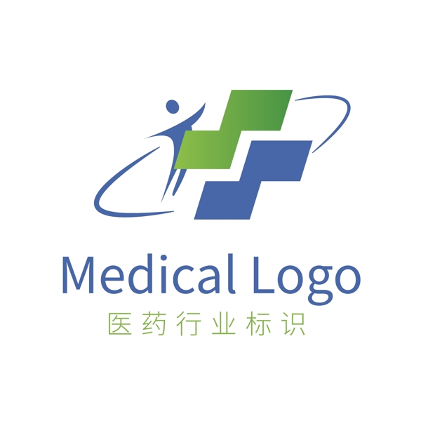 蓝色简洁医药卫生健康行业logo模板