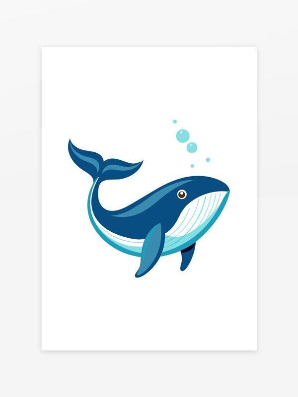 海洋主題兒童插畫可愛風(fēng)格藍(lán)色鯨魚插畫