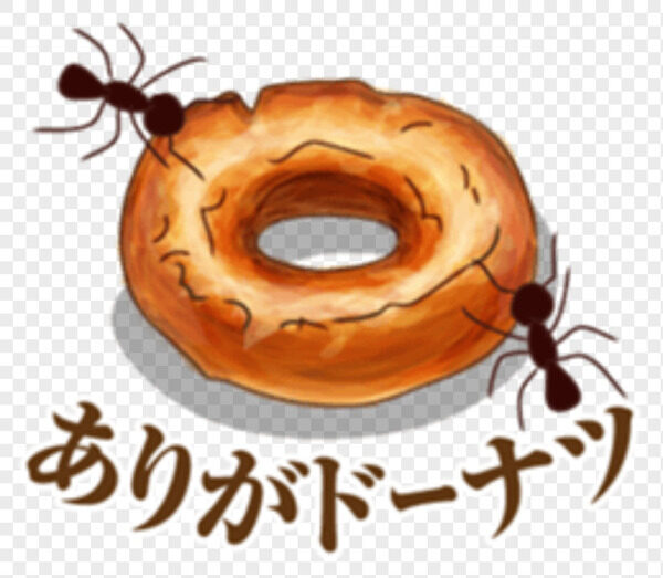 美味的甜甜圈上有兩只螞蟻