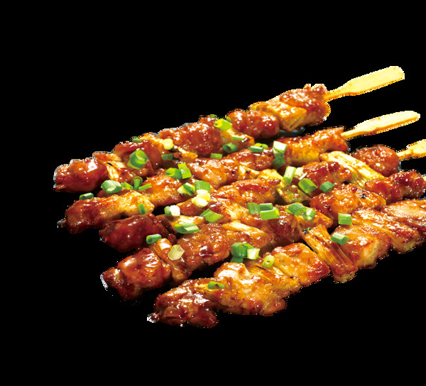  蔥花點綴的美味香辣烤肉串