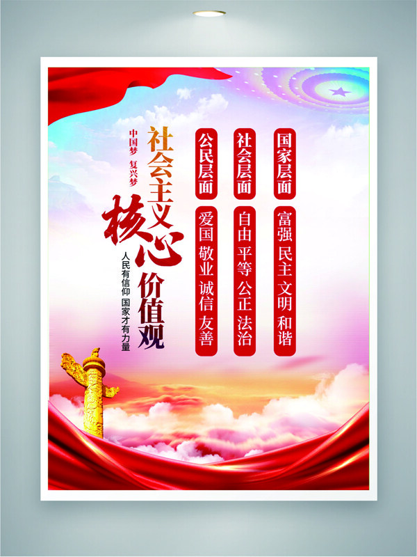 紅色主題社會主義核心價值觀海報