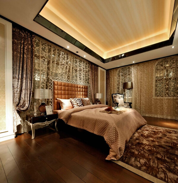 欧式贵气卧室毛地毯室内装修效果图