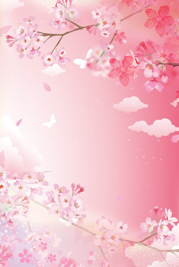 粉色简约唯美樱花风景背景