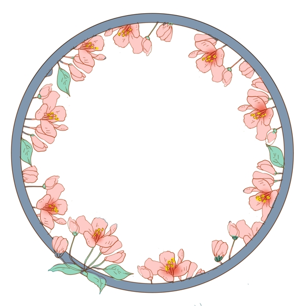圆形粉色花朵边框