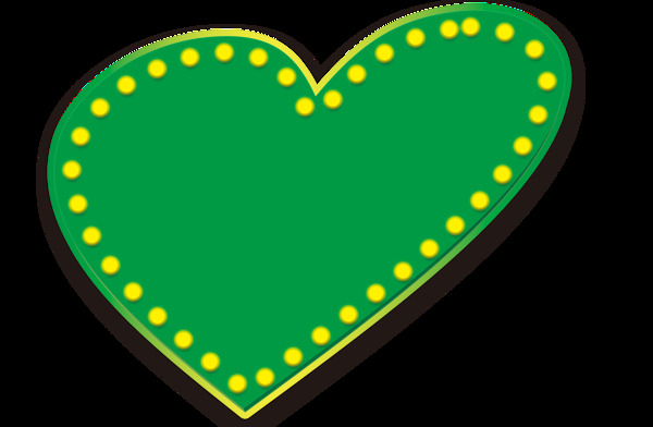 手绘绿色心形元素