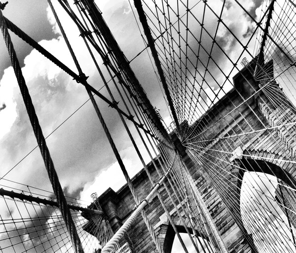 黑白装饰画建筑风景旧金山大桥
