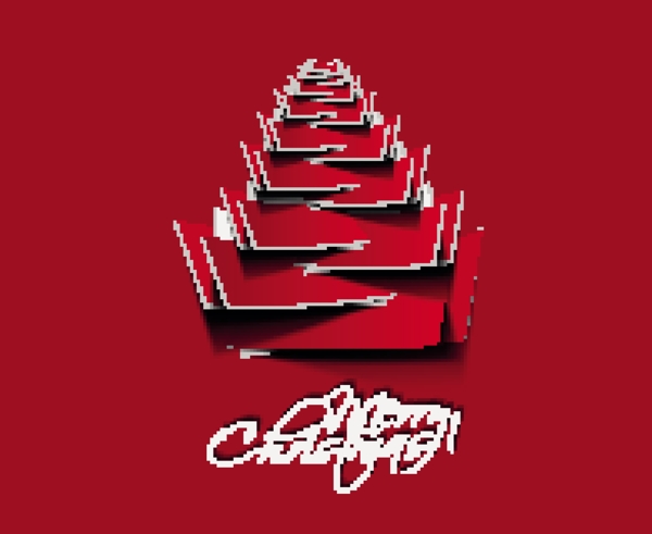 矢量創(chuàng)意剪紙圖案圣誕樹圖片