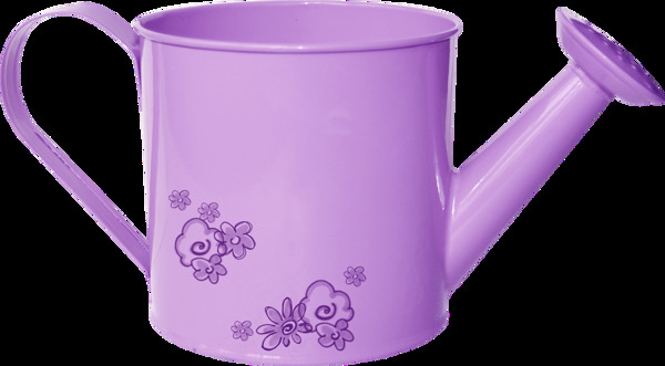 手绘一个紫色的浇花水壶png透明素材